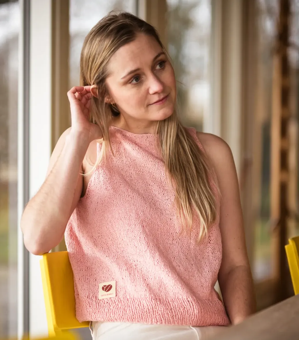 Coffee Beanies Recycled Cotton Top Light Pink