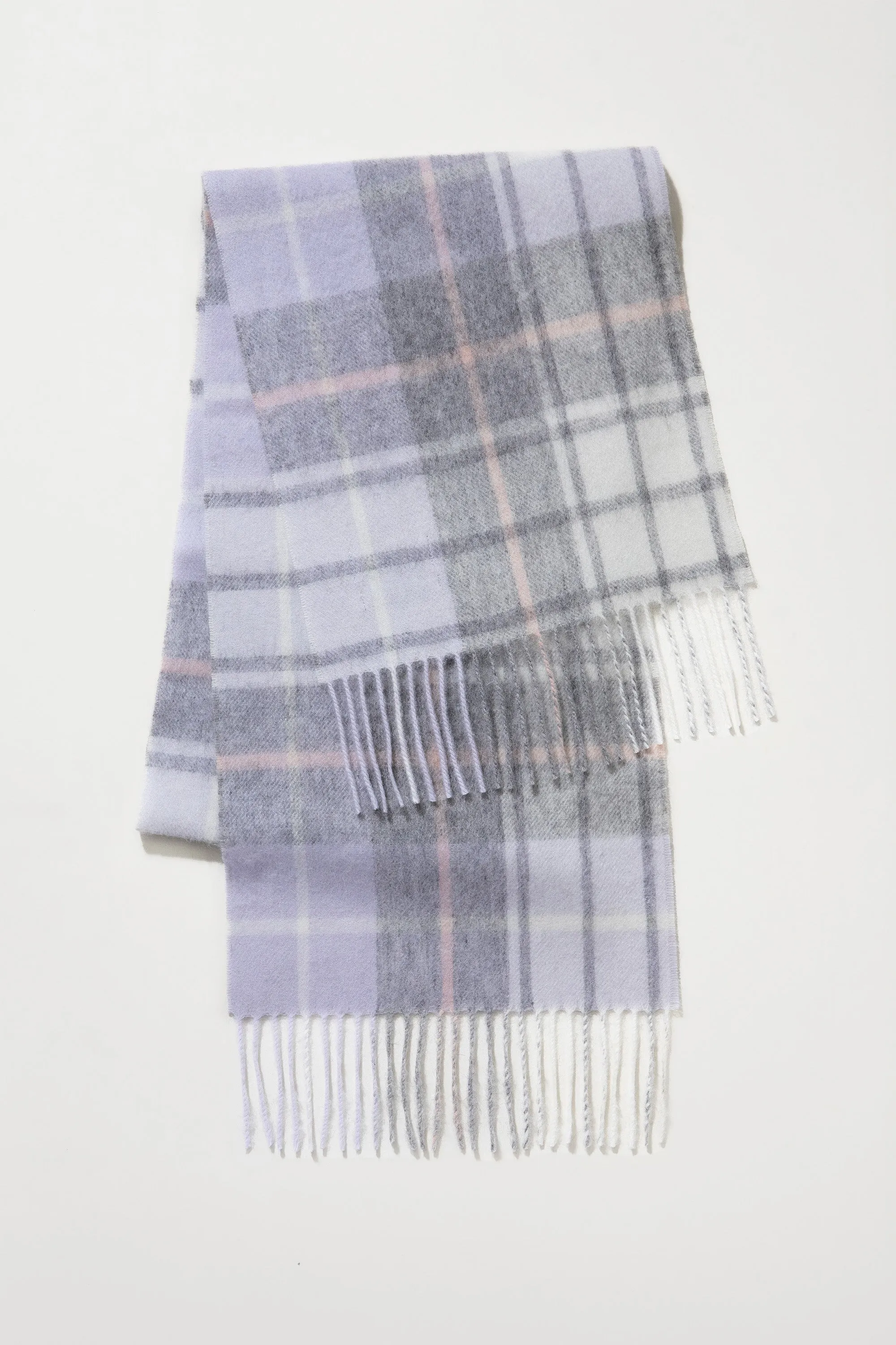 Contemporary Check Lambswool Scarf - Moonshadow