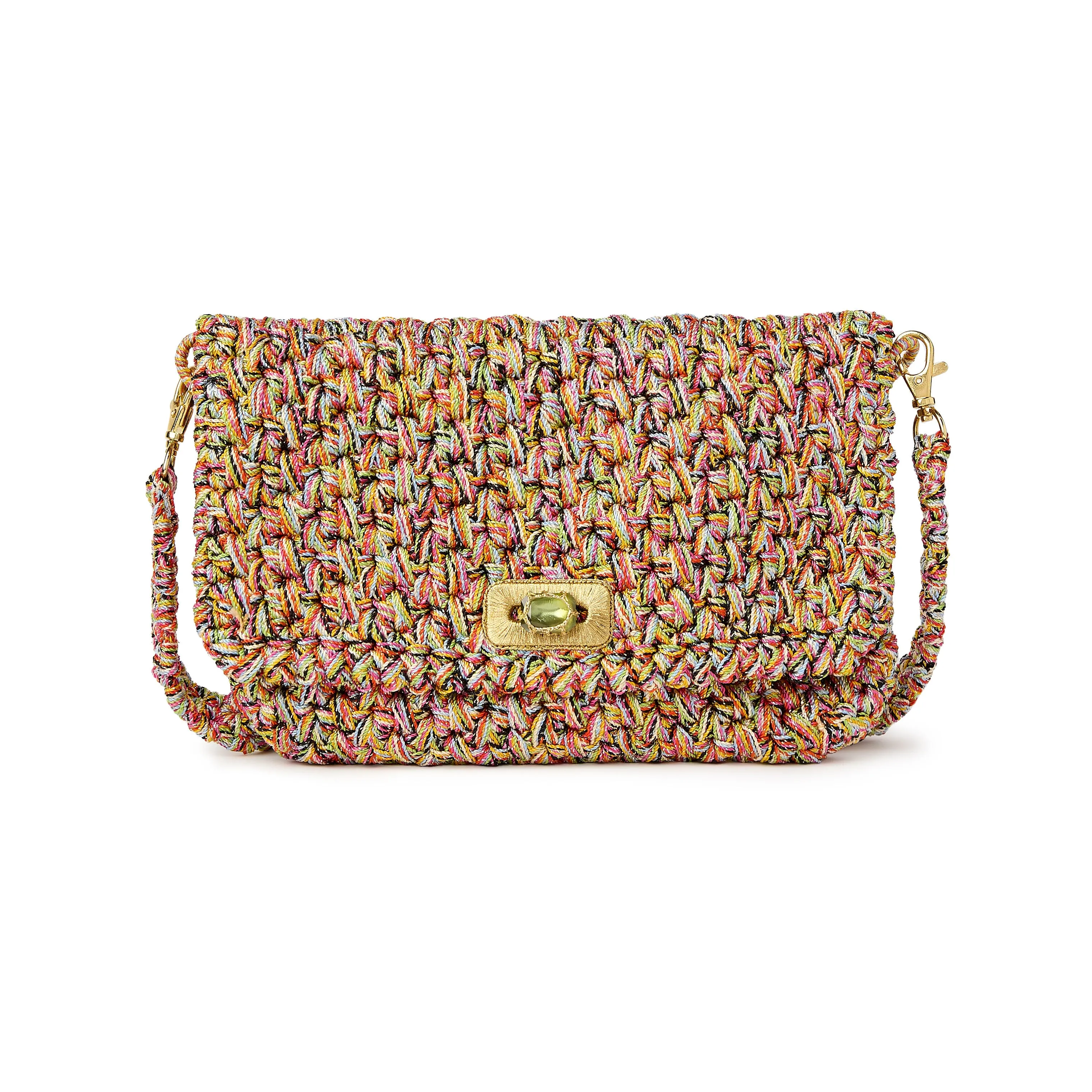 Crosby Crochet Clutch in Pastel Tweed