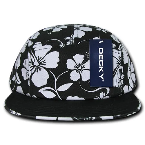 Decky 1070 5-Panel Floral Tropical Racer Racing Jockey Hat Camper Cap Solid Bill