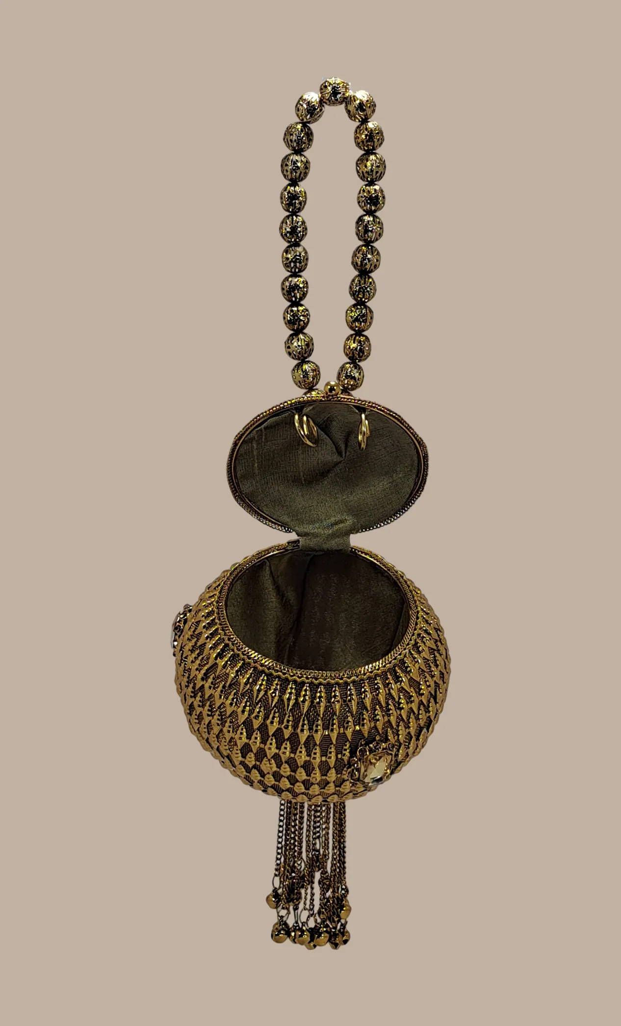 Deep Gold Metal Coconut Bag
