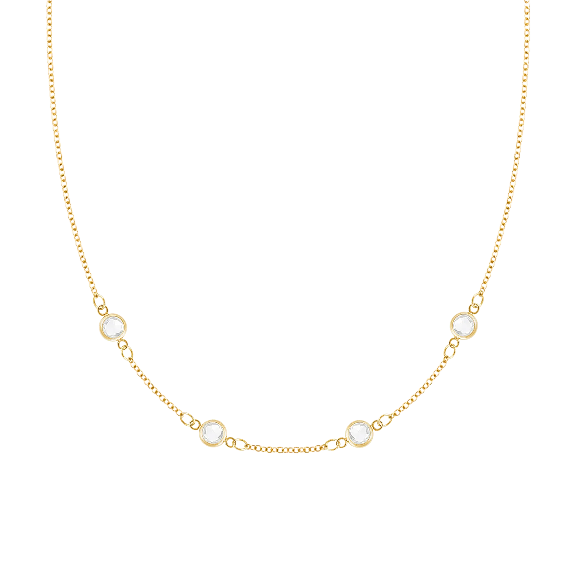 Delicate Personalized Necklace with 4 Gemstone
