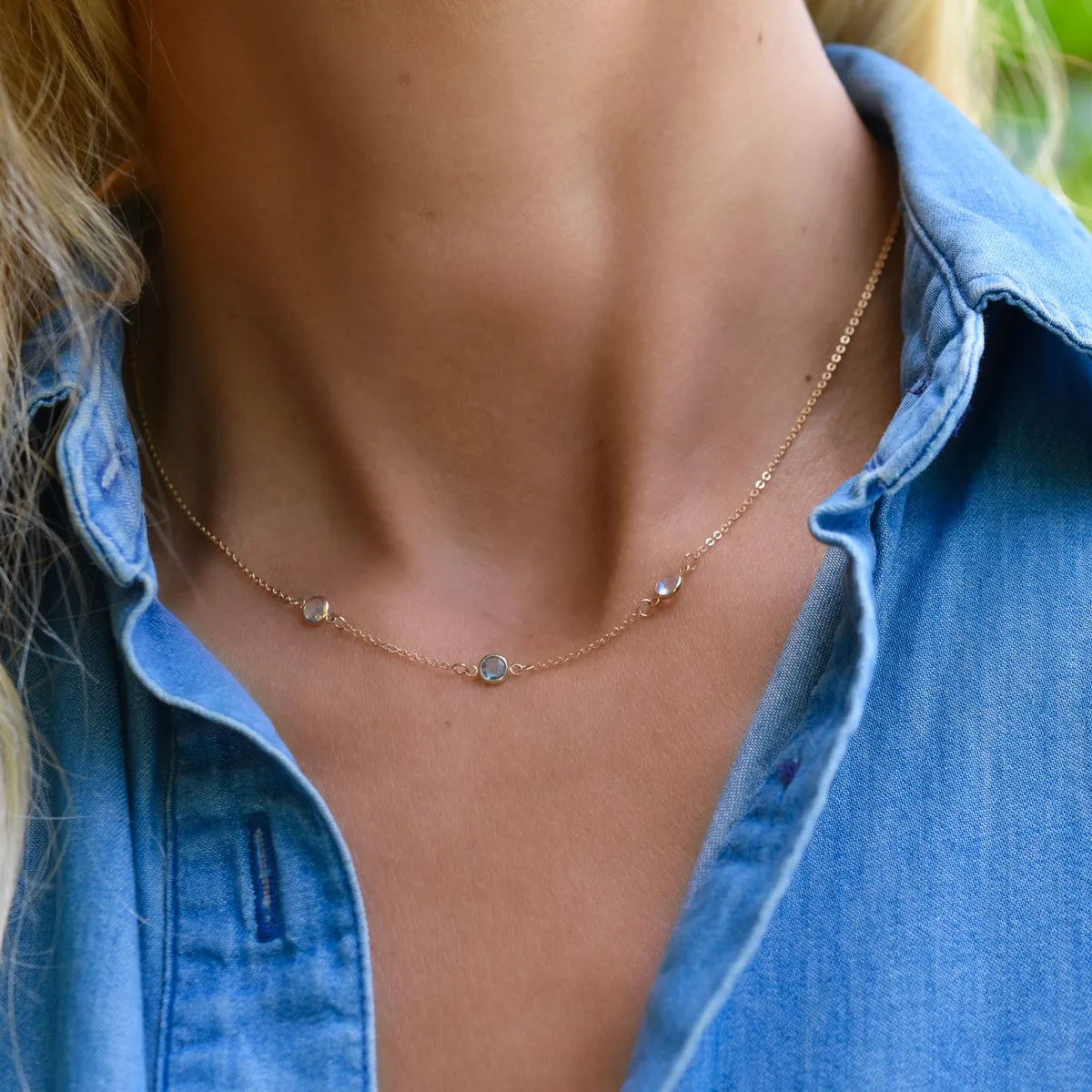 Delicate Personalized Necklace with Gemstone