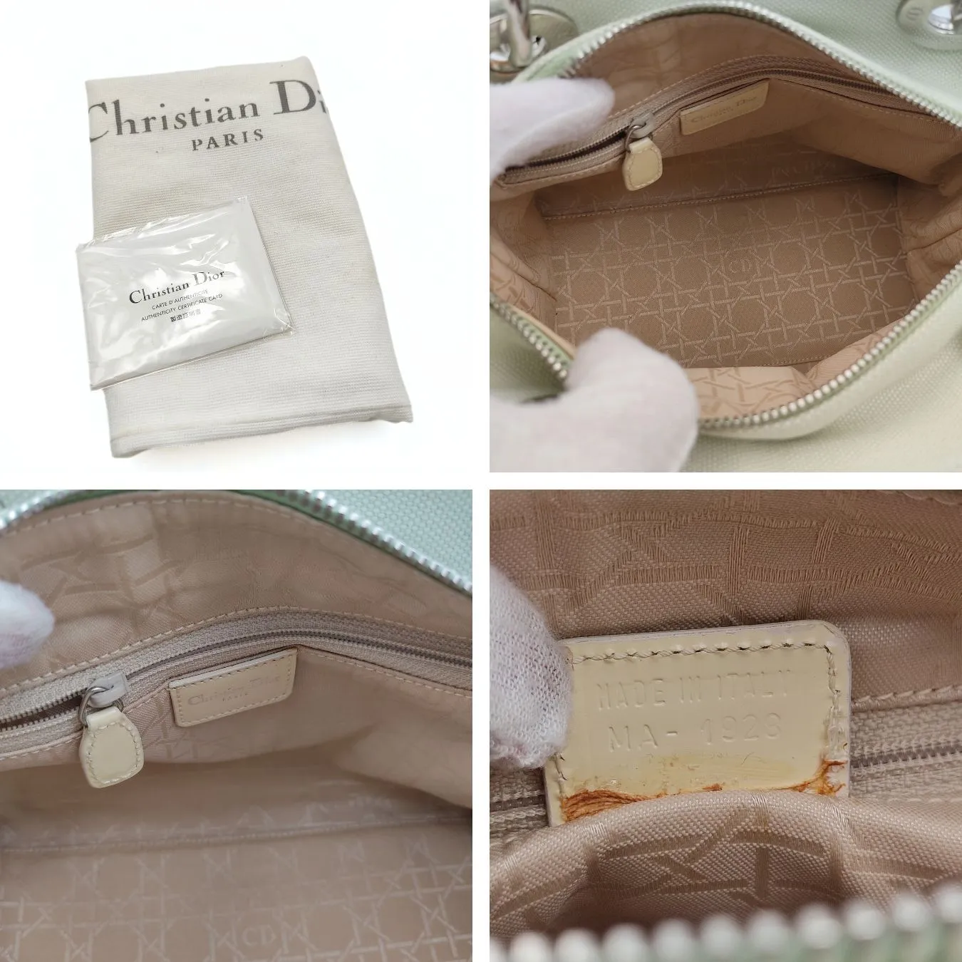 DIOR Dior Christian Dior Lady Dior bag in pastel water green canvas