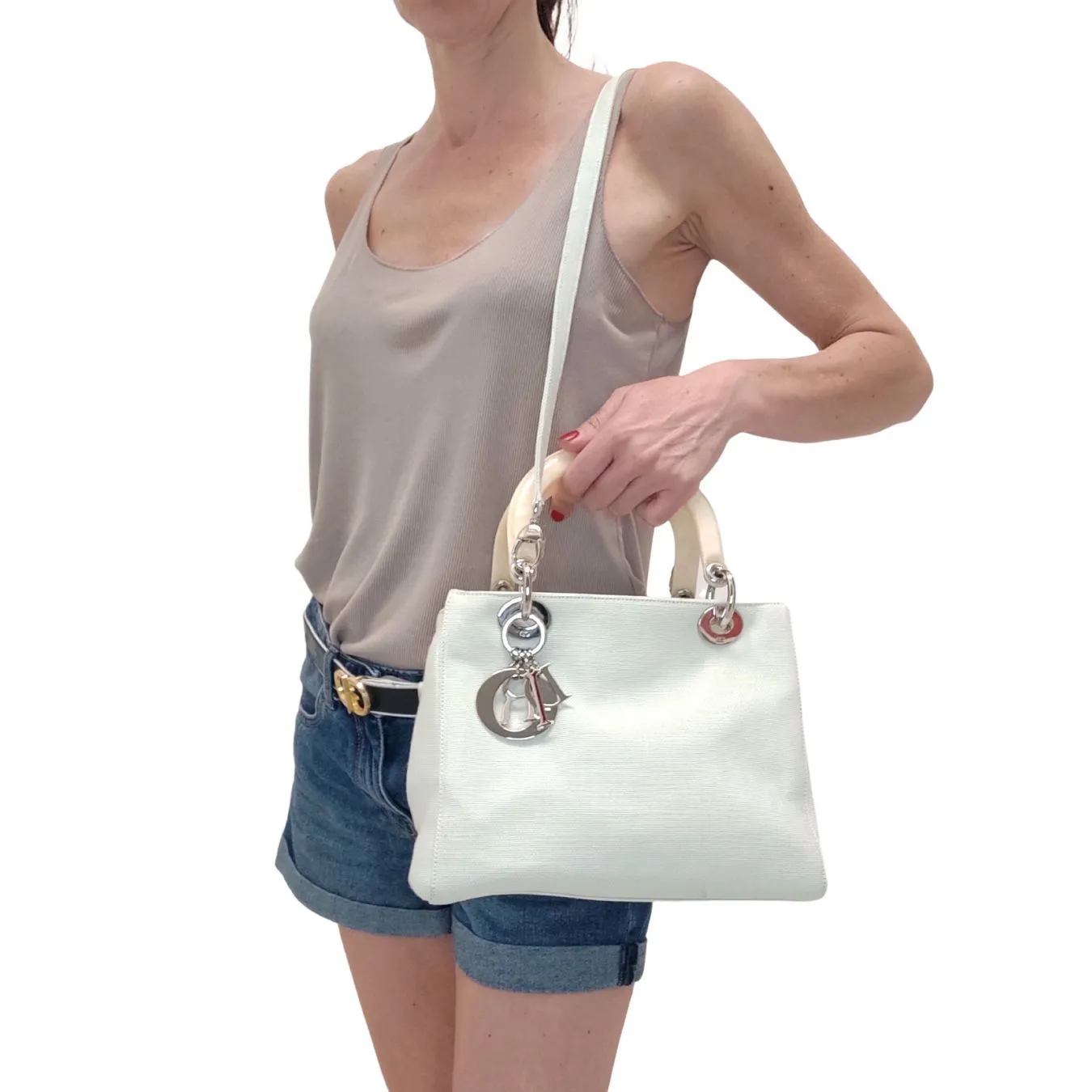 DIOR Dior Christian Dior Lady Dior bag in pastel water green canvas