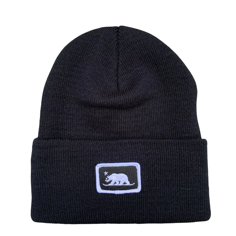 Embroidered Snowboard Bear Patch Beanie