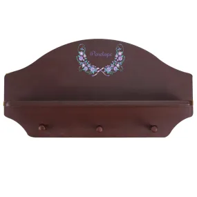 Espresso 3 Peg Wall Shelf - Lavender Floral Garland