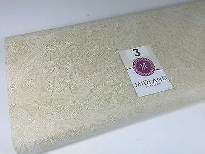 Floral Paisley Pastel white lacquer Print Fabric 100% Cotton 44" Wide  M527 Mtex
