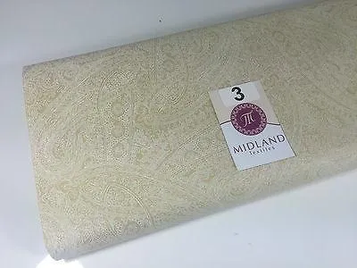 Floral Paisley Pastel white lacquer Print Fabric 100% Cotton 44" Wide  M527 Mtex