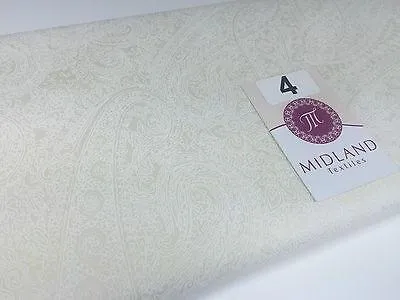 Floral Paisley Pastel white lacquer Print Fabric 100% Cotton 44" Wide  M527 Mtex