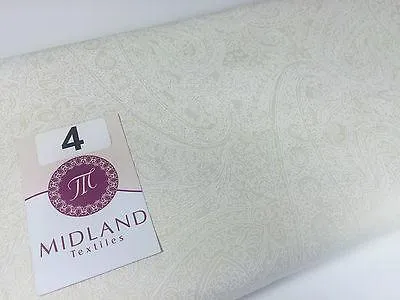 Floral Paisley Pastel white lacquer Print Fabric 100% Cotton 44" Wide  M527 Mtex