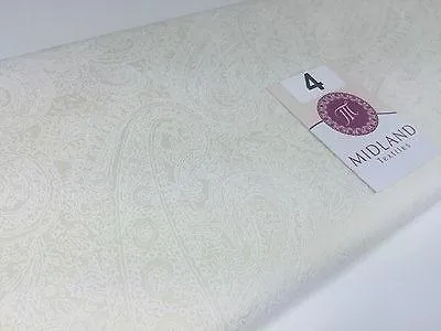 Floral Paisley Pastel white lacquer Print Fabric 100% Cotton 44" Wide  M527 Mtex