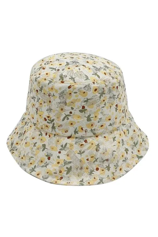 Floral Print Laced Bucket Hat