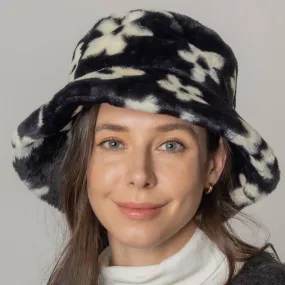 Floral Printed Faux Fur Bucket Hat