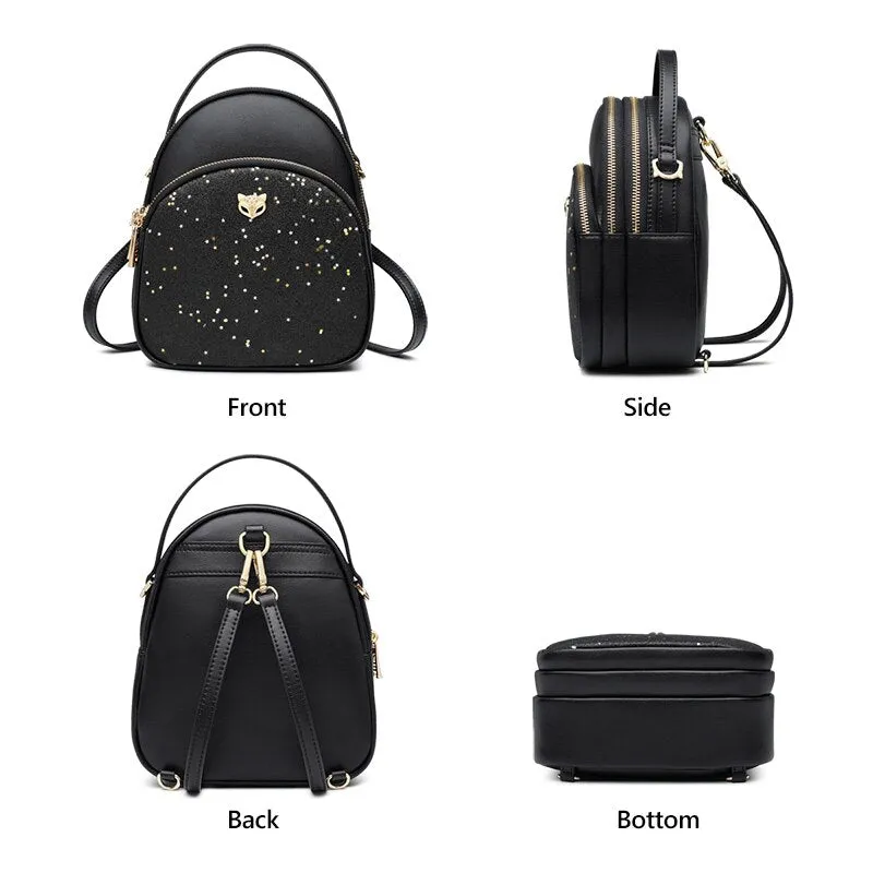 Foxer Glett & Cowhide Girl's Mini Crossbody Bag Multilayer Women Shoulder Bag Female Stylish Totes Lady Luxury Messenger Bag