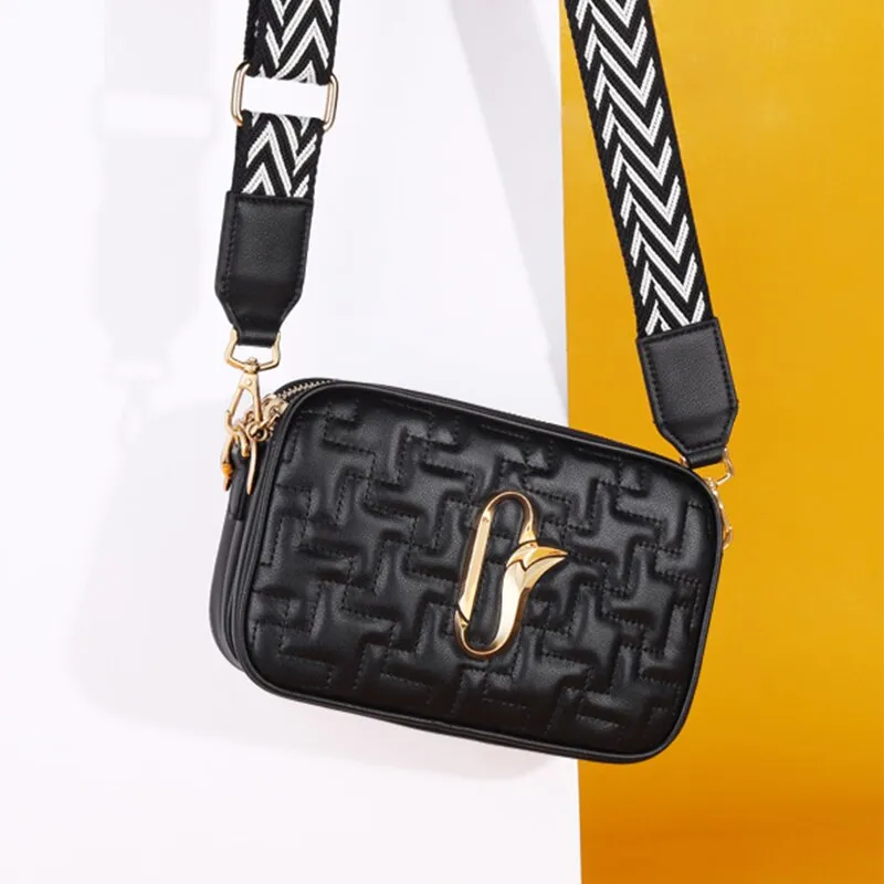 Foxer Women Leather Shoulder Bags Three-tier Large Capacity Cross body Bags for Lady Small Zipper Bag Female Phone Purse Bag
