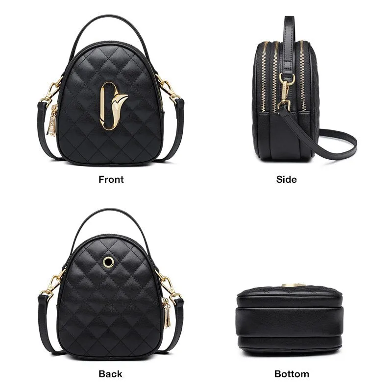 FOXER Women Mini Cross body Bag Fashion Round Tote for Girl Cow Leather Small Messenger Bag Multifunction Lady Stylish Purse