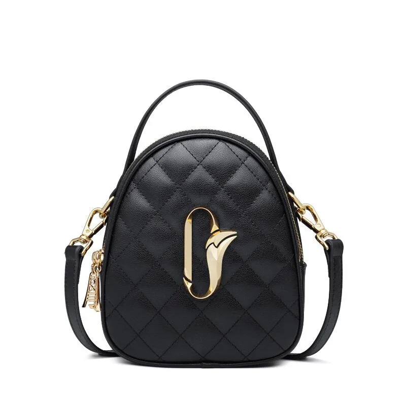 FOXER Women Mini Cross body Bag Fashion Round Tote for Girl Cow Leather Small Messenger Bag Multifunction Lady Stylish Purse