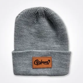 Girlmom® Leather Patch Classic Beanie In Light Grey, Black, Grey
