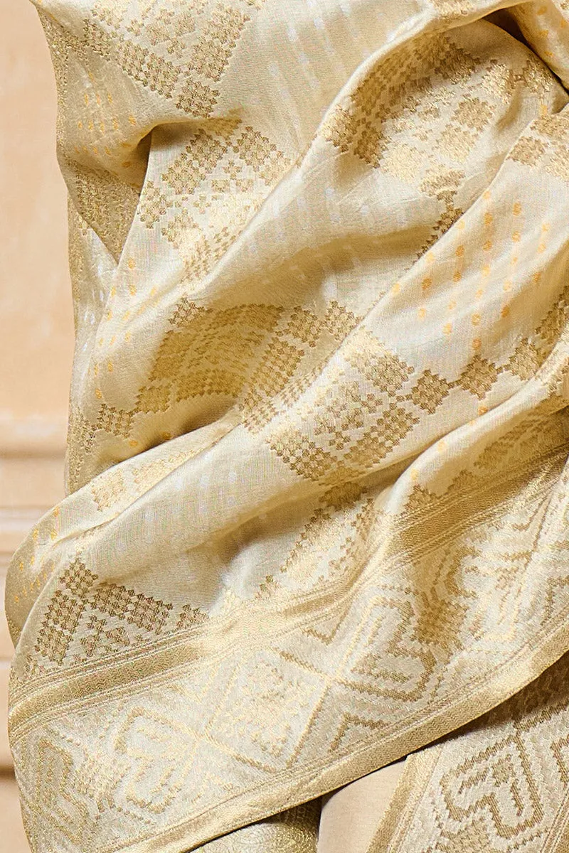 Gold All Over Zari Jacquard Stole