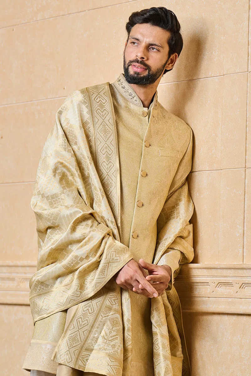 Gold All Over Zari Jacquard Stole