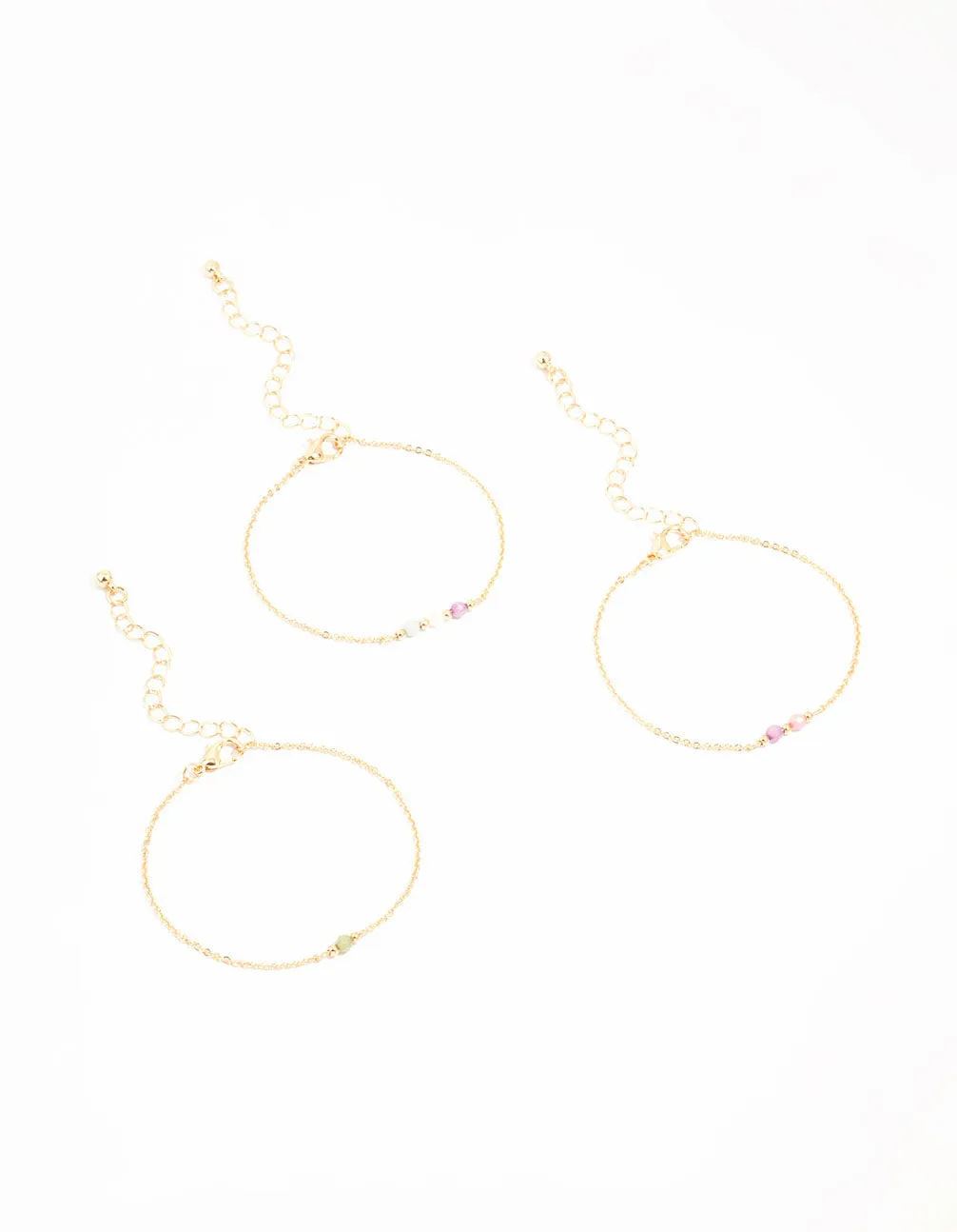 Gold Faceted Bead Bracelets 3-Pack