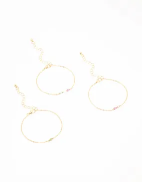 Gold Faceted Bead Bracelets 3-Pack