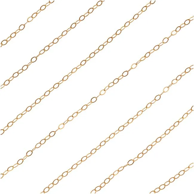 Gold FIlled Delicate Flat Cable Chain, 1.5mm, by the Foot