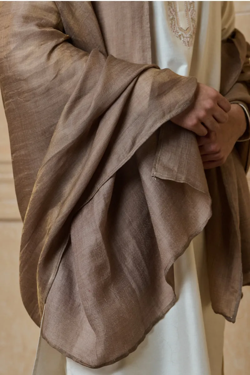 Gold Shawl With Embroidered Border