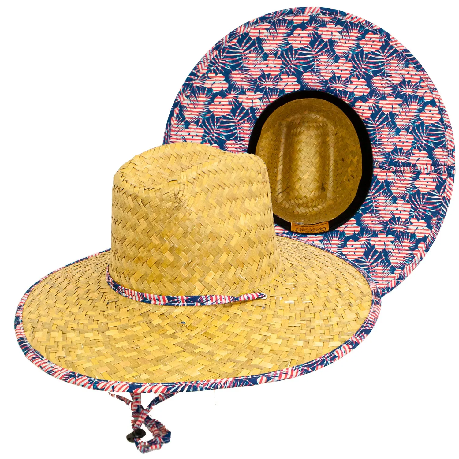 Goldcoast Tropical Stripe Floral Straw Lifeguard Hat GCB3330
