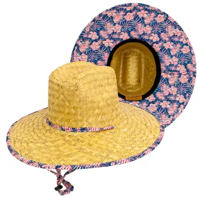 Goldcoast Tropical Stripe Floral Straw Lifeguard Hat GCB3330