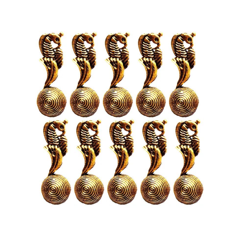 Golden Fancy Bird German Silver Charms
