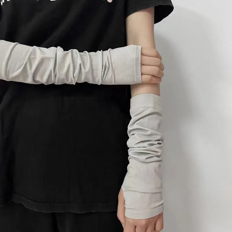 Gothic Lolita Anime Solid Thin Soft Gloves JK Girls Mittens Oversleeve Man Women Fashion Sun Block Cuff Fingerless Arm Warmers