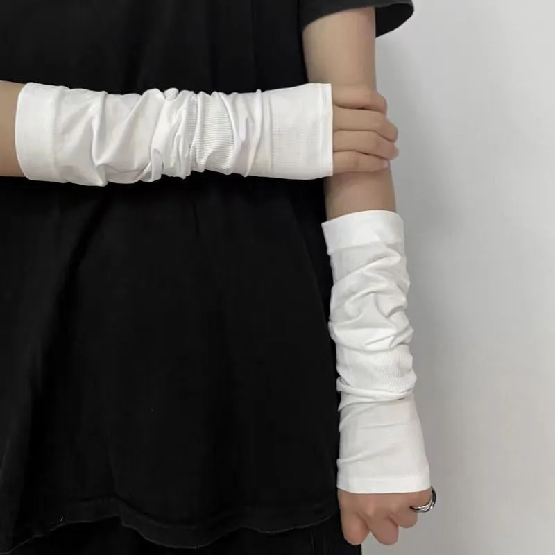 Gothic Lolita Anime Solid Thin Soft Gloves JK Girls Mittens Oversleeve Man Women Fashion Sun Block Cuff Fingerless Arm Warmers