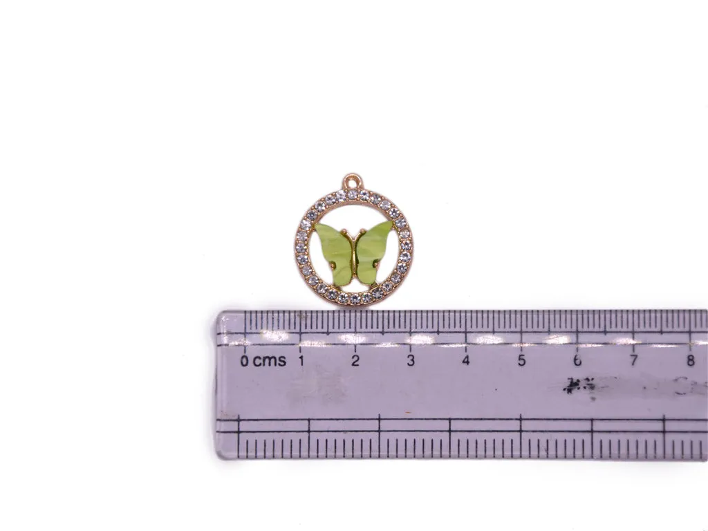 Green Butterfly Metal Resin Charms