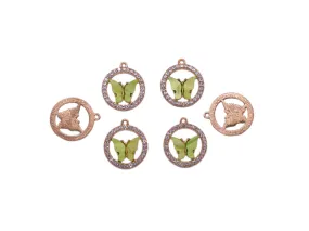 Green Butterfly Metal Resin Charms