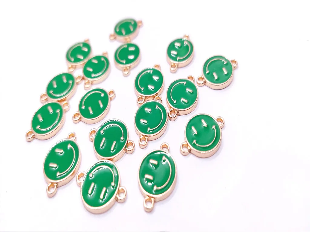 Green Smiley Metallic Jewelry Charms