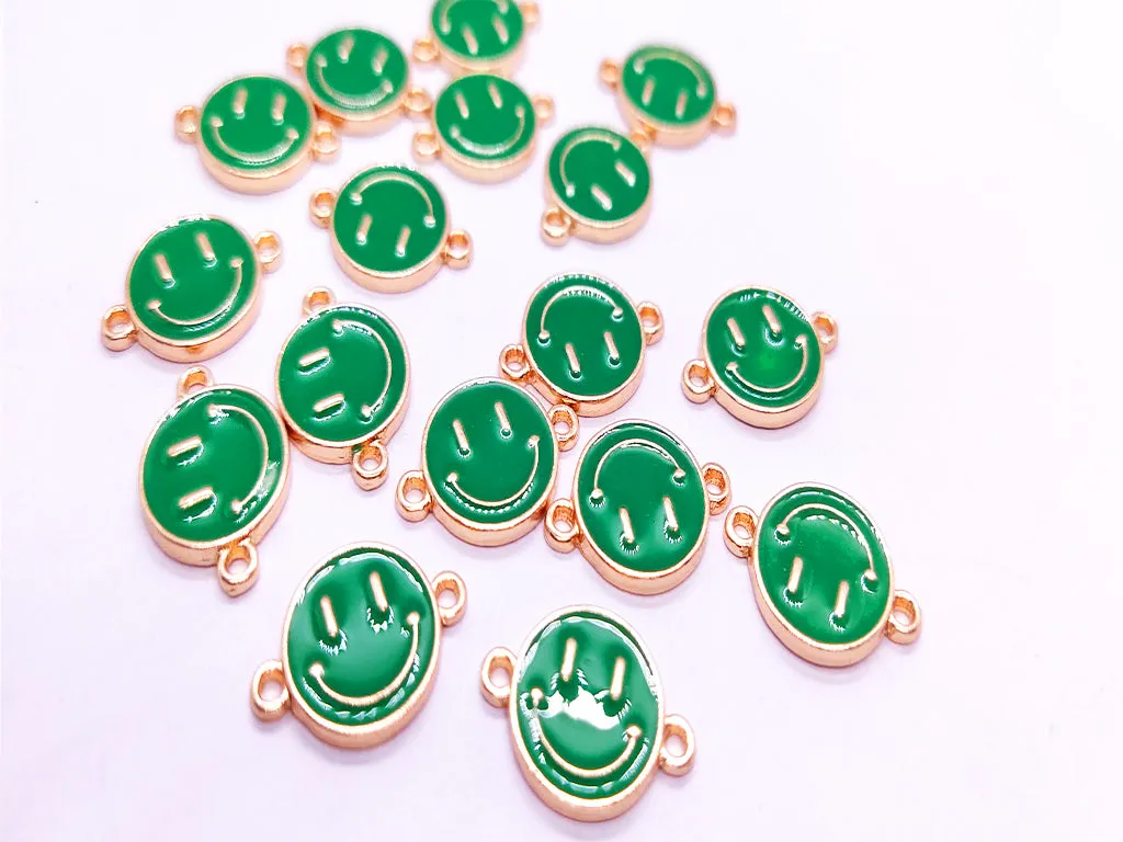 Green Smiley Metallic Jewelry Charms