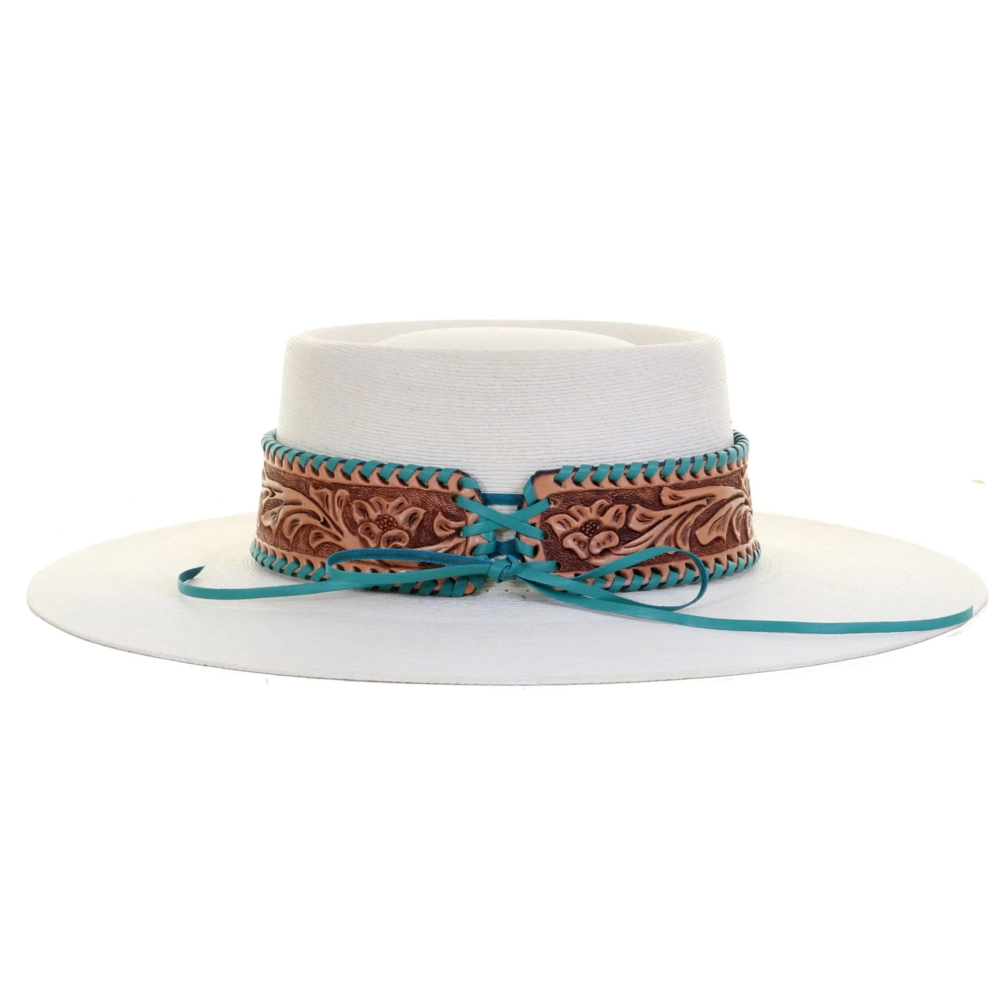 HATB02 - Floral Tooled Antique Finish Hat Band