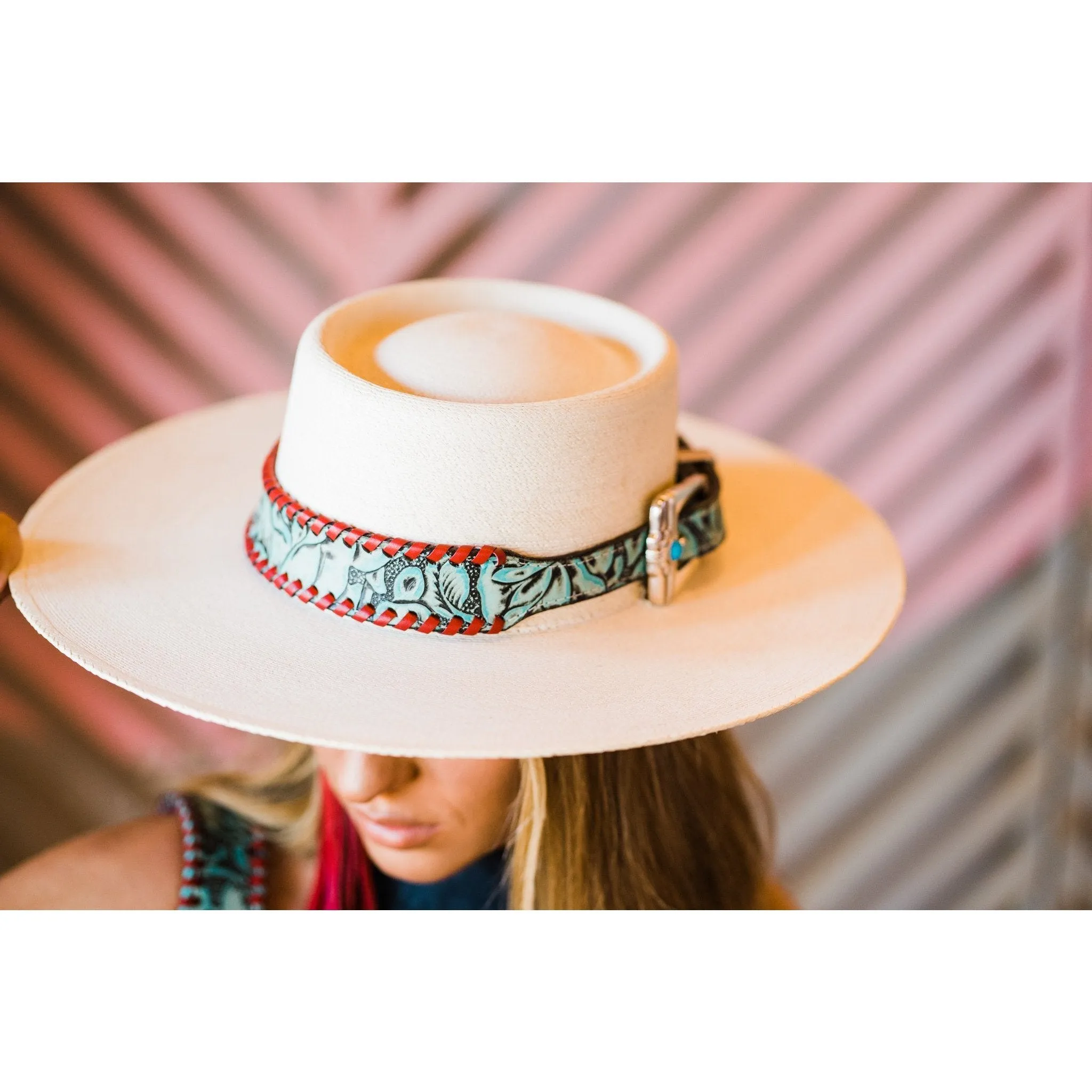 HATB04 - Turquoise Antique Floral Hat Band