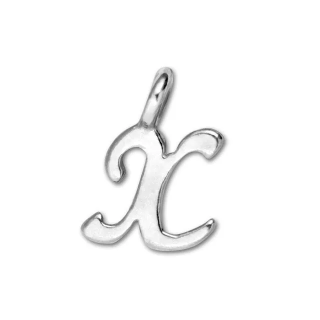 JBB Charm, Alphabet Letter 'X' 8.5x4mm, Sterling Silver (1 Piece)