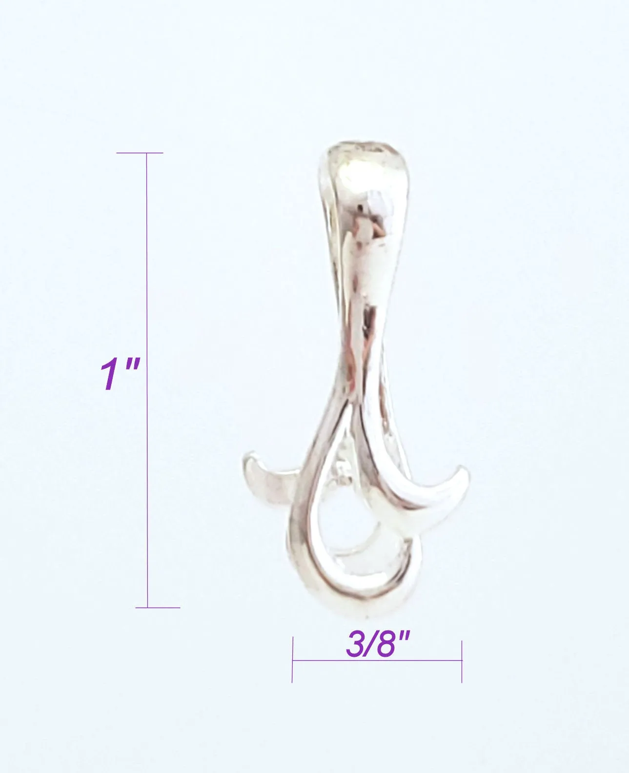 Jewelry Findings - Bails - Bright Silver Large Curvy Pinch Bails (Pkg 5-15) Ships from Green Bay, WI (677-BS)