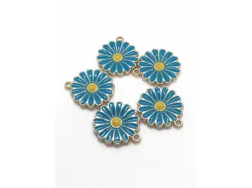 Light Blue Flower Metal Charms