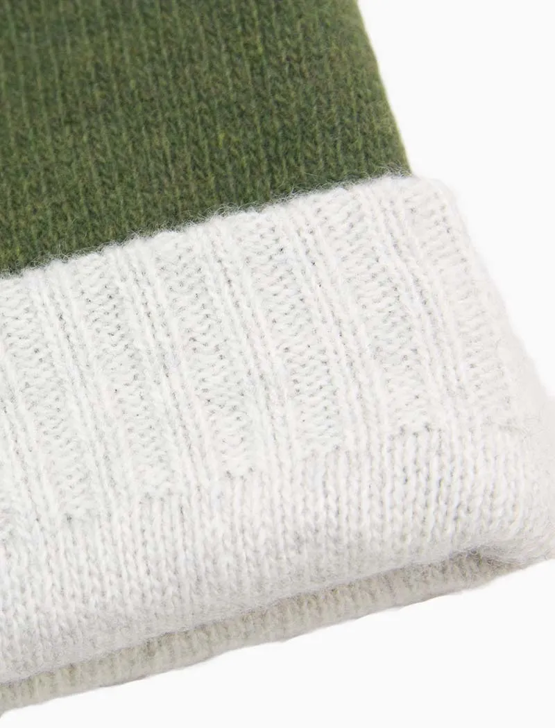 Light Green & Light Grey Reversible Wool & Cashmere Beanie