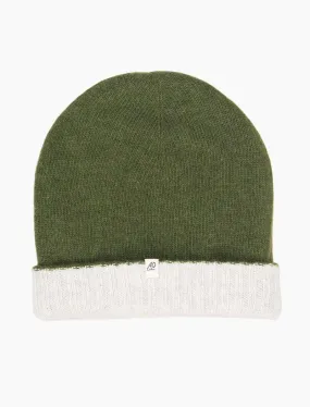 Light Green & Light Grey Reversible Wool & Cashmere Beanie
