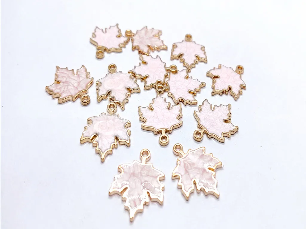 Light Pink Leaf Designer Metallic Charms