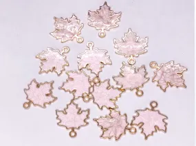 Light Pink Leaf Designer Metallic Charms