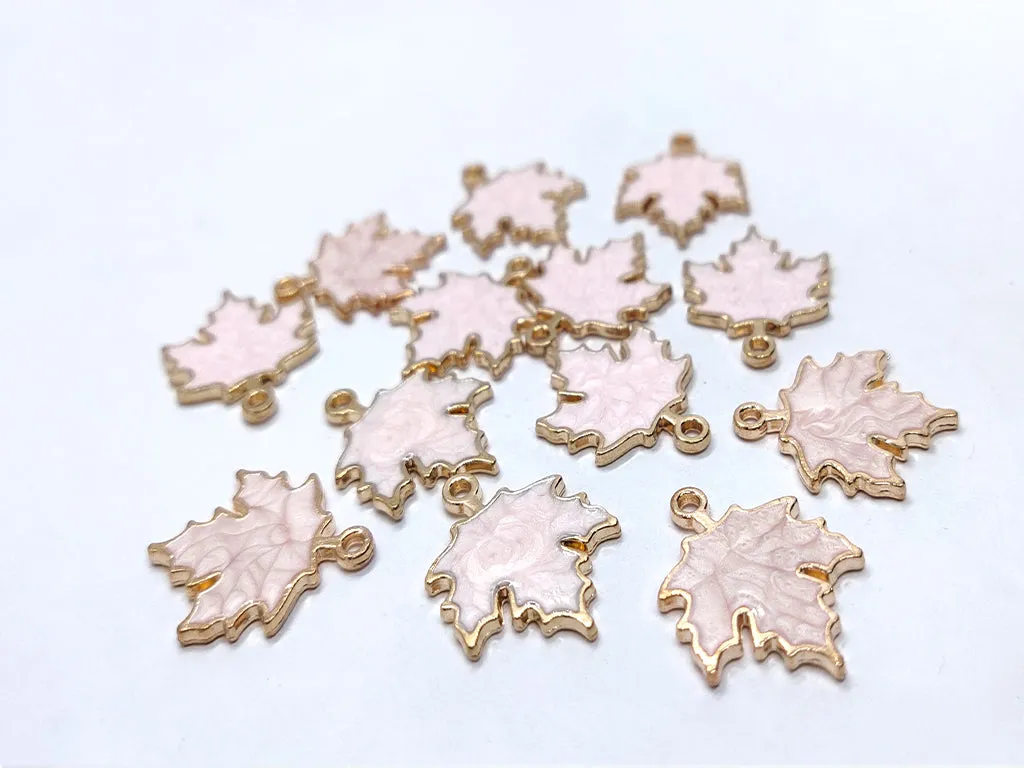 Light Pink Leaf Designer Metallic Charms