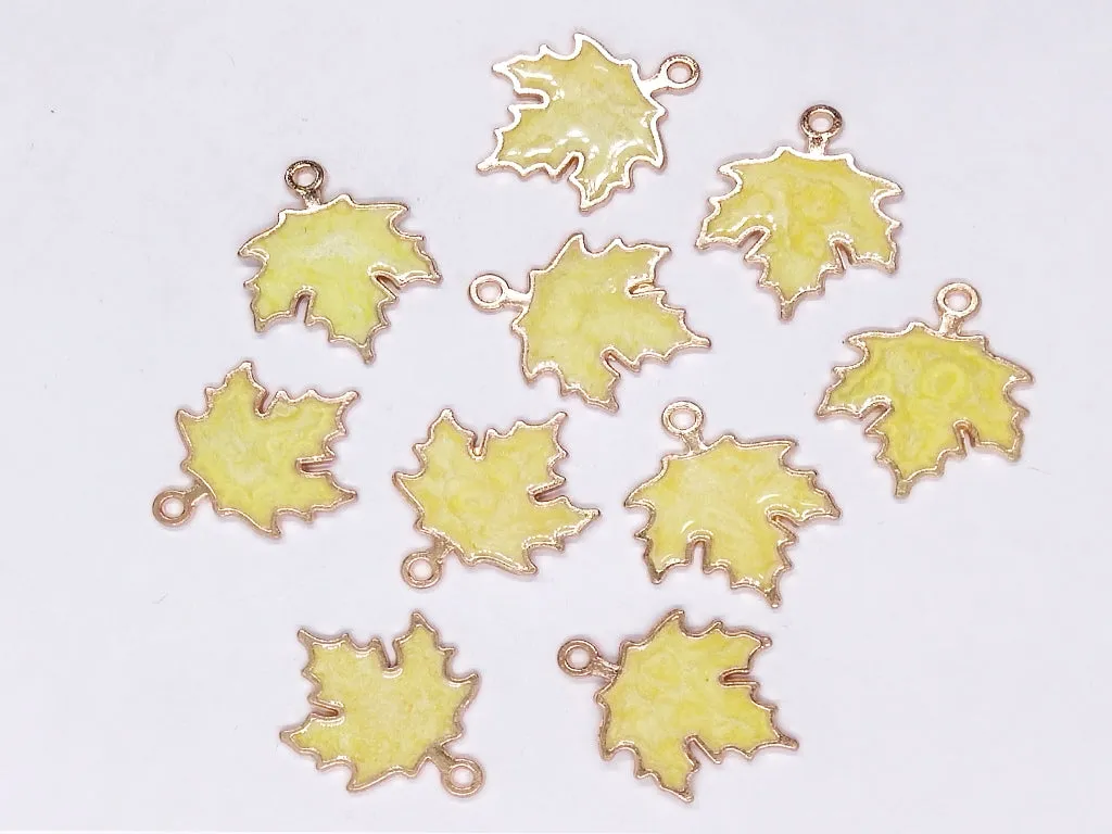 Light Yellow Leaf Designer Metallic Charms