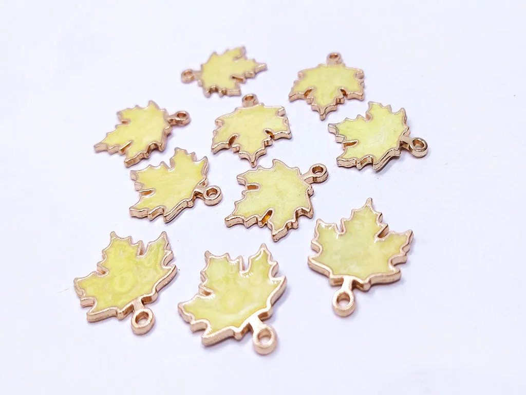 Light Yellow Leaf Designer Metallic Charms